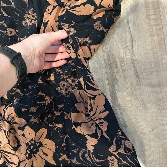 Anthropologie Maeve Kimono Black Orange Fall Pocket Zipper Dress 4 - Picture 6 of 10